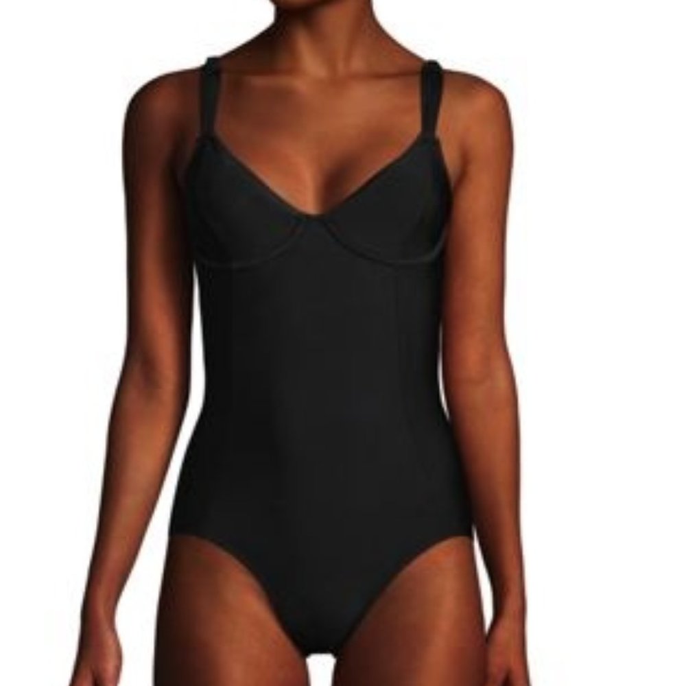 LAST ONE - Land's End Tummy Control Princess One Piece Swimsuit- Black